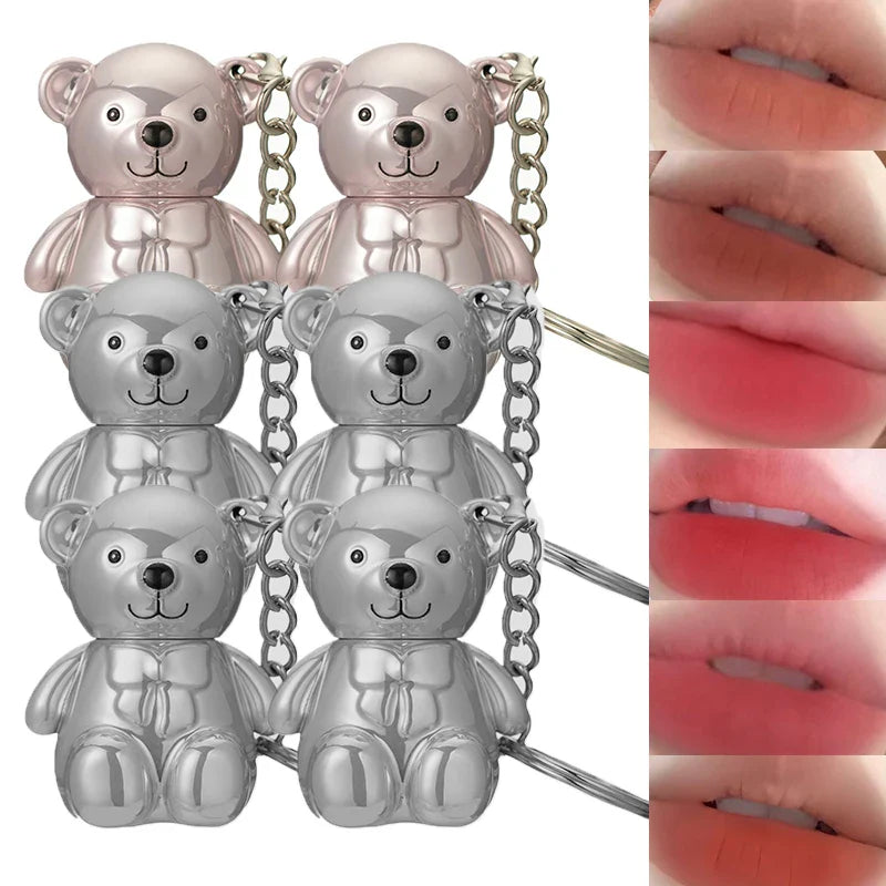 ART VALUE Bear Doudoun Velour Lip Clay matte Mist Face with White grey pink keychain lip glaze Beauty Trend Shop