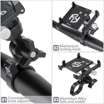 NEWBOLER MTB Phone Mount Stand Bicycle Holder 360° Rotatable Aluminum Adjustable Bike Phone Holder Non-slip Cycling Bracke Beauty World Shop