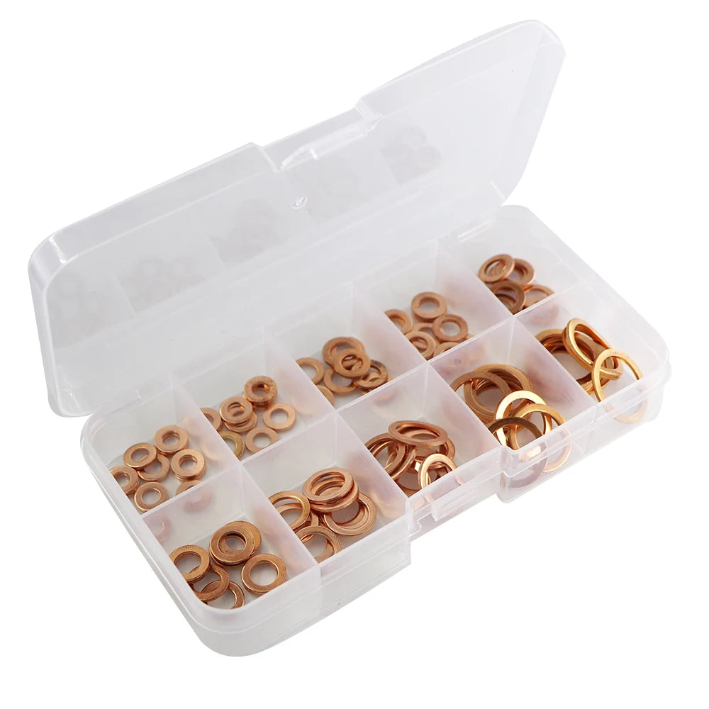 300/280/200/100Pcs Washer Copper Sealing Solid Gasket Washer Sump Plug Oil For Boat Crush Flat Seal Ring Tool 300/280/200/100Pcs Beauty Fashion