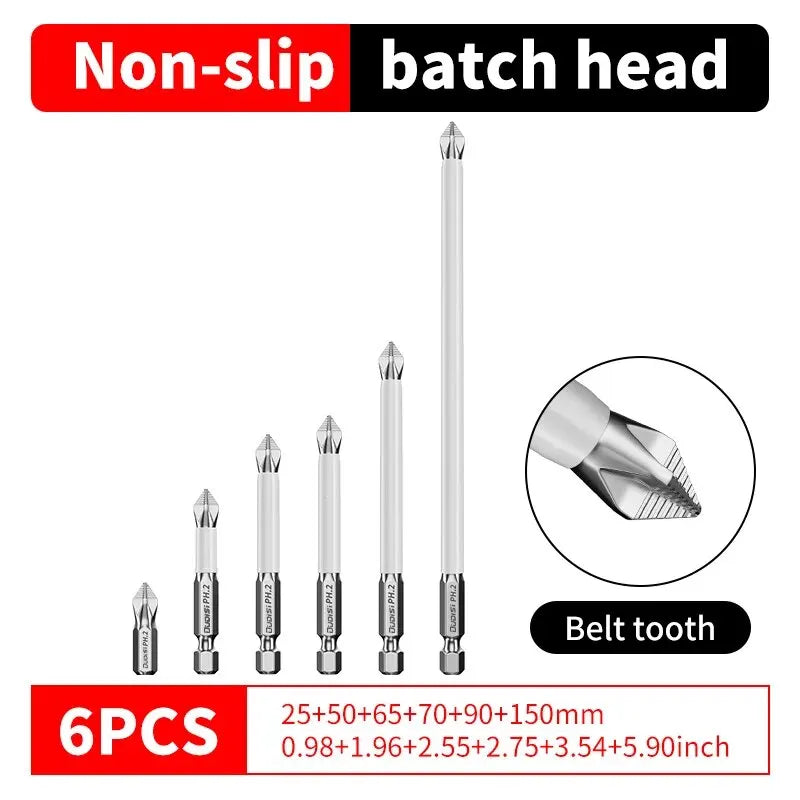 6 PCs Non-Slip Magnetic Cross Head Household Electric Driver Screw Set - High Hardness Hand Drill Bits for Electric Screwdrivers Beauty World Shop