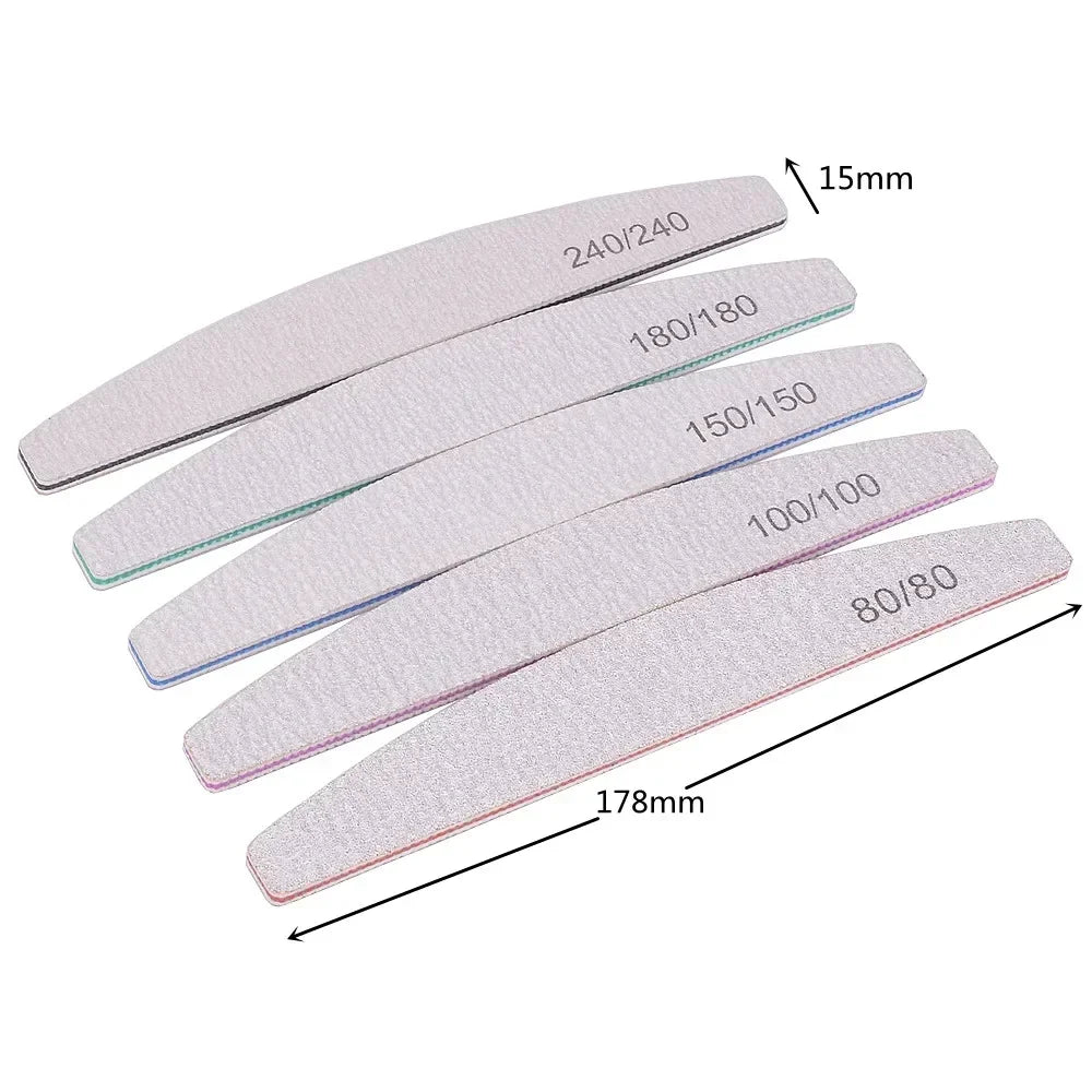 5/10Pcs Professional Nail File 150/180 Sandpaper Strong Thick Nail Files Sanding Half Moon Lime nail accessories and Tools Beauty World Shop
