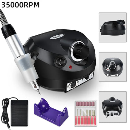 35000RPM Electric Nail Drill Professional Manicure Machine Nail Sander Set Nail Drill Bit Portable Nail Salon Polisher Equipment Beauty World Shop