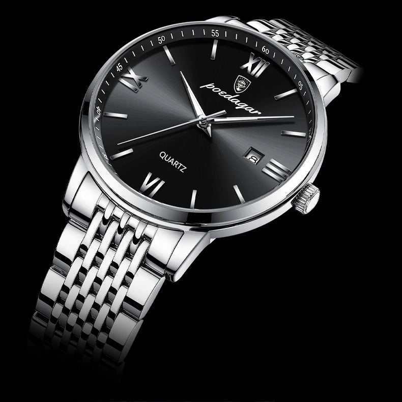 POEDAGAR Luxury Sports Men's Wristwatch Stainless Steel Waterproof Date Man Watch High Quality Casual Fashion Quartz Men Watches Beauty World Shop