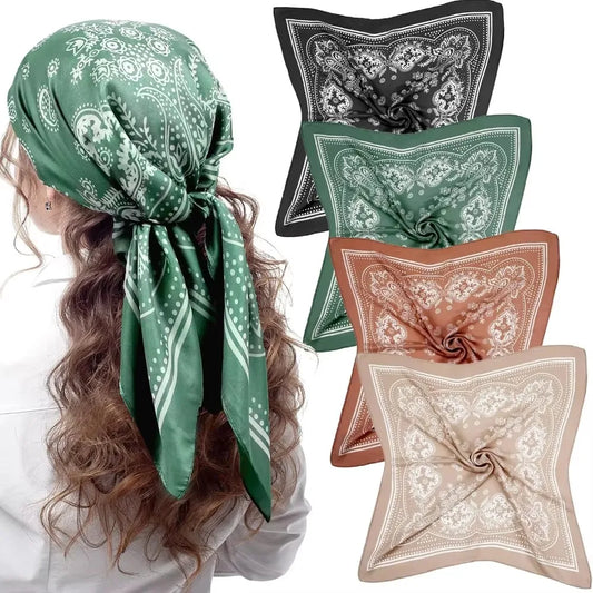Luxury Brand Silk Square Paisley Scarf Women Satin Neck Hair Tie Band Soft Bandana Neckerchife 2025 Hijab Head Female Foulard Beauty World Shop