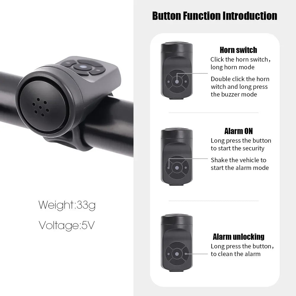 Bicycle Electric Bell Bike USB Charging Horn MTB Mountain Bike Warning Safety Ring Waterproof Bell Cycling Accessories Beauty World Shop