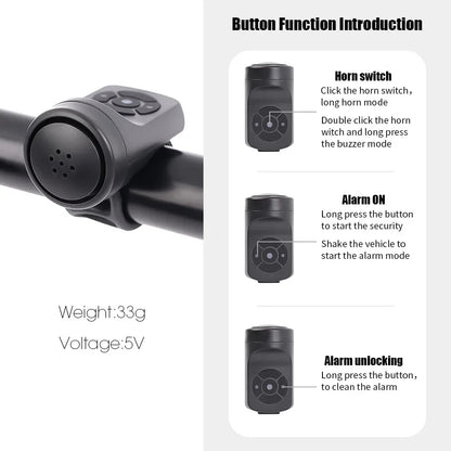 Bicycle Electric Bell Bike USB Charging Horn MTB Mountain Bike Warning Safety Ring Waterproof Bell Cycling Accessories Beauty World Shop