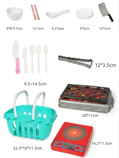 Set For Kids Girl Cooking Kitchen Toys Baby Cutting Fruit Cooking Kitchen Utensils Children's Simulation Education Pretend Play Beauty World Shop