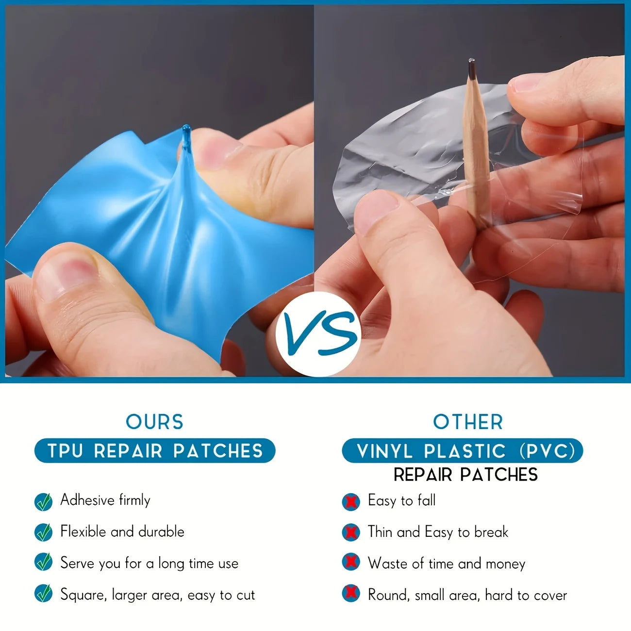 10/20 Pieces Underwater Self-adhesive Swimming Pool Patch, PVC Swimming Pool Repair Kit, Underwater Repair Swimming Pool Patch Beauty World Shop