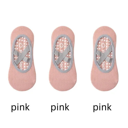 1/ 3Pair Professional Women Yoga Sock Silicone Anti-slip Ballet Pilates Socks Women Backless Breathable Bandage Yoga Sport Socks Beauty World Shop