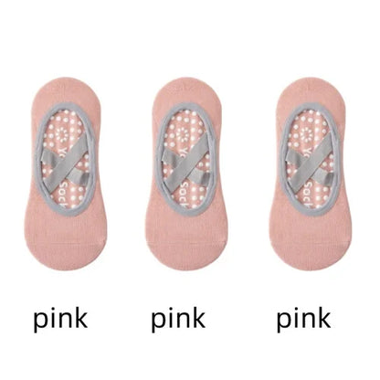1/ 3Pair Professional Women Yoga Sock Silicone Anti-slip Ballet Pilates Socks Women Backless Breathable Bandage Yoga Sport Socks Beauty World Shop