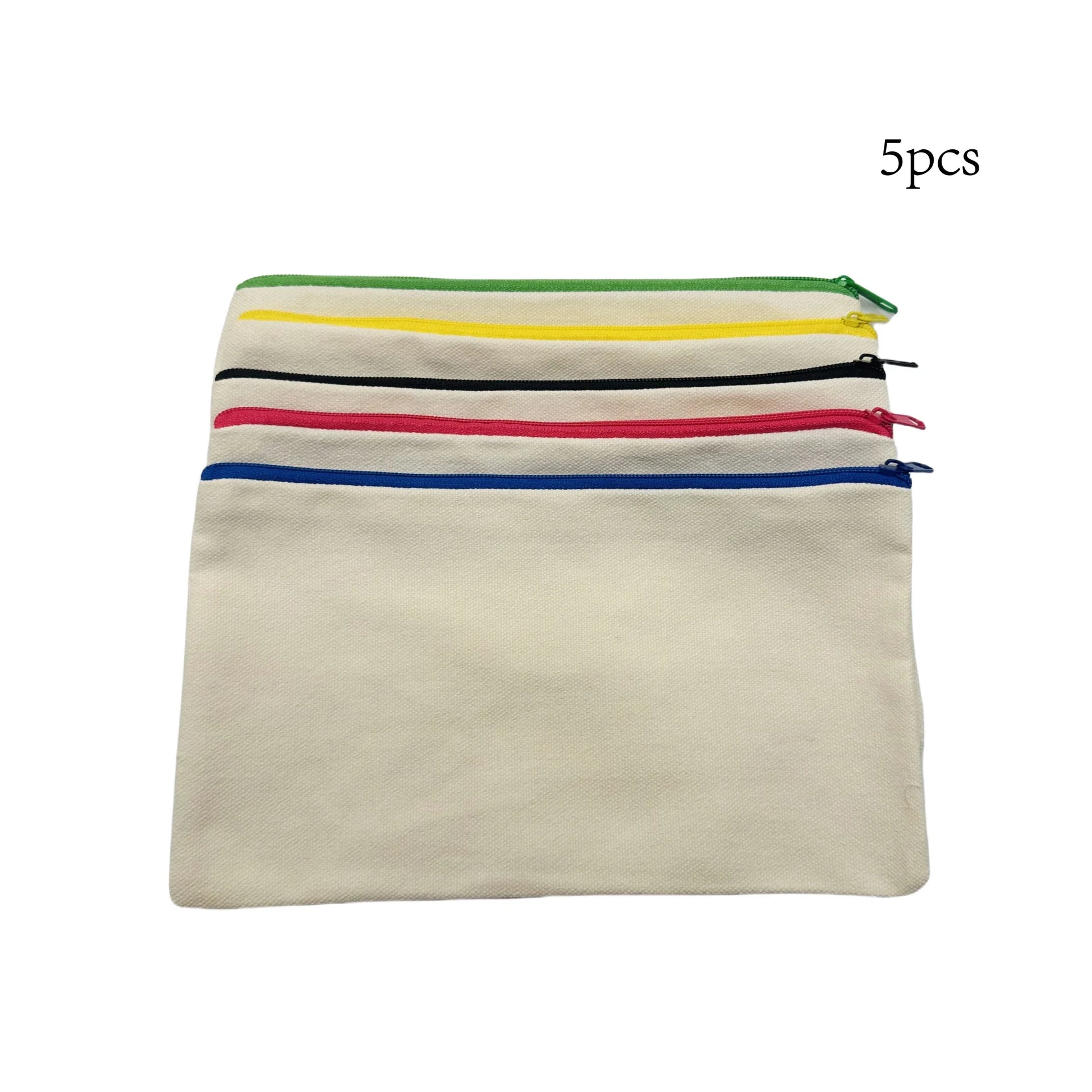 5pcs Blank Canvas Zipper Pouch Bulk, Makeup Bag Pencil Case For Cosmetic & DIY Crafts, Independence Day Beauty World Shop