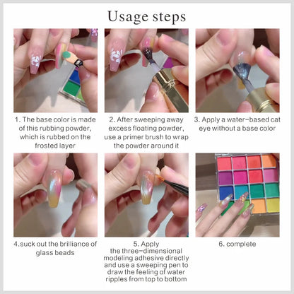 16 Grid Rainbow Solid Gradient Disc, Long-Lasting High Saturation, Gradient Blending Powder, Gradient Effect, Creative Nails Beauty World Shop