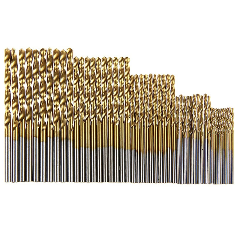 100/50Pcs Titanium Coated Drill Bits HSS High Speed Steel Set Tool Quality Power Tools 1/1.5/2/2.5/3mm Beauty World Shop