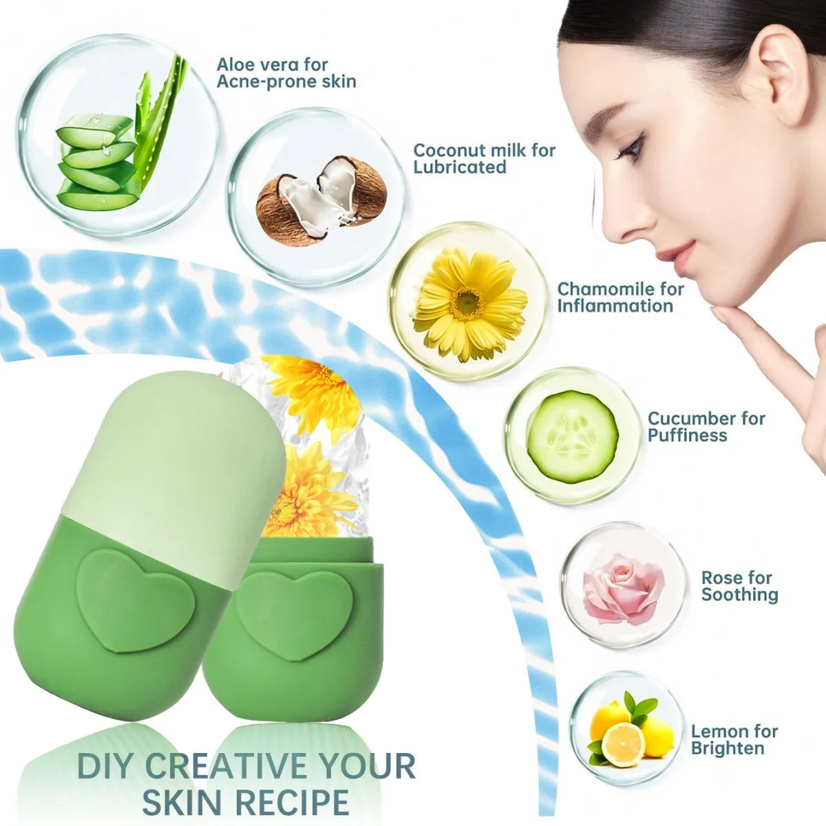 Love Upgraded Face and Eye Ice Roller - Facial Massager for Skin Care - Reusable Silicone Ice Mold for Fresh and Cool Skin Beauty World Shop