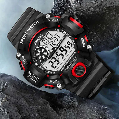 Fashion Men's Watch Sports Electronic Wristwatch Large dial Multifunctional Waterproof Luminous Alarm Kids Male's Military Watch Beauty World Shop