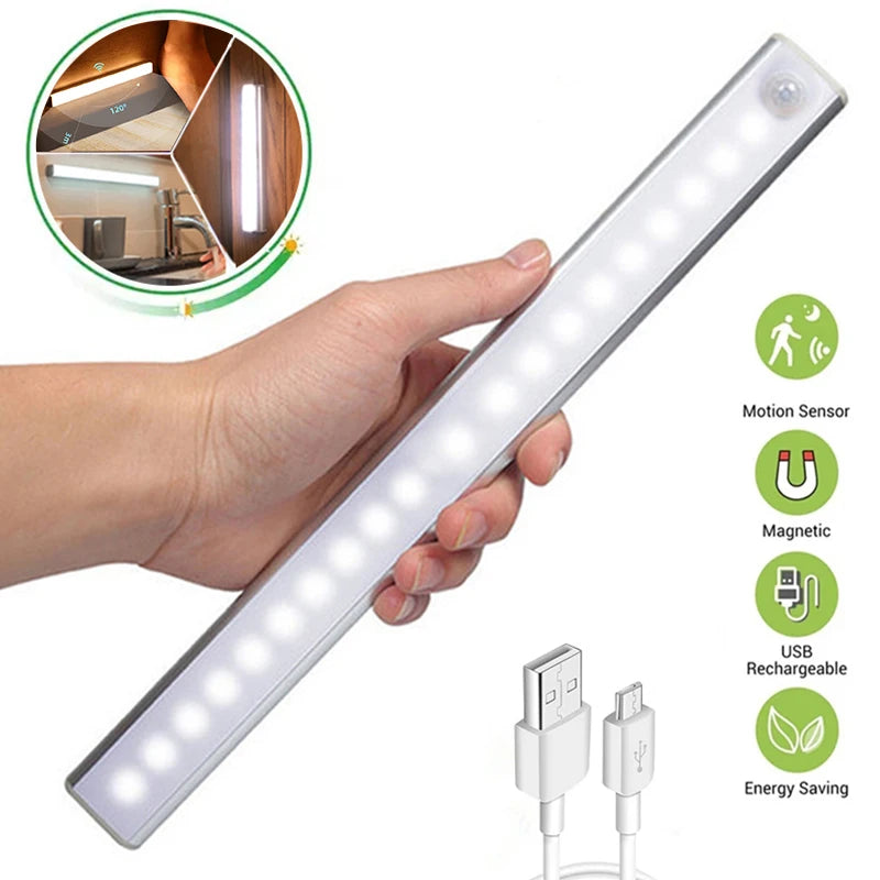 Motion Sensor Light Wireless LED Night Light Type C Rechargeable Light Cabinet Wardrobe Lamp Staircase Backlight For Kitchen LED Beauty World Shop