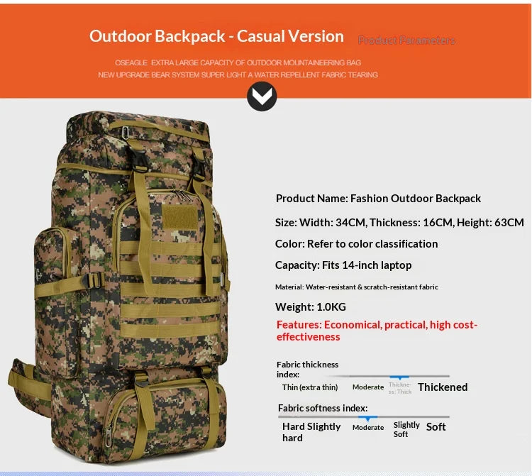 Homefish 80L/100L Large Mountaineering Backpack Outdoor Climbing Bag Tactical Rucksack Hiking Camping Travel Backpack Beauty World Shop