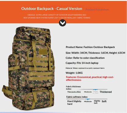 Homefish 80L/100L Large Mountaineering Backpack Outdoor Climbing Bag Tactical Rucksack Hiking Camping Travel Backpack Beauty World Shop