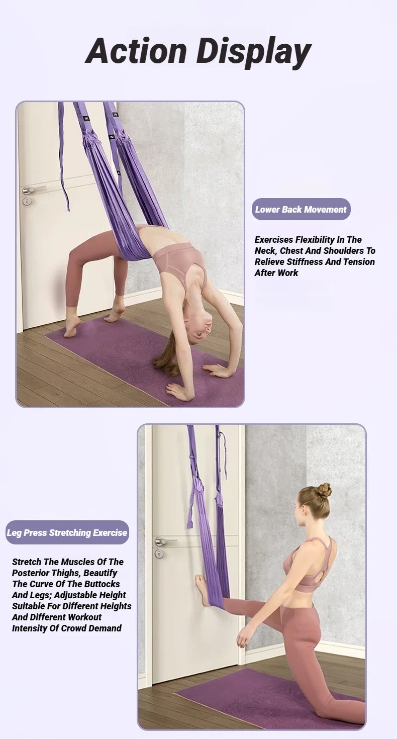 Adjustable Aerial Yoga Strap Pull Rope Women Hammock Stretch Leg Splits Trainer Female Gym Belt Swing Stretching Fitness Beauty World Shop