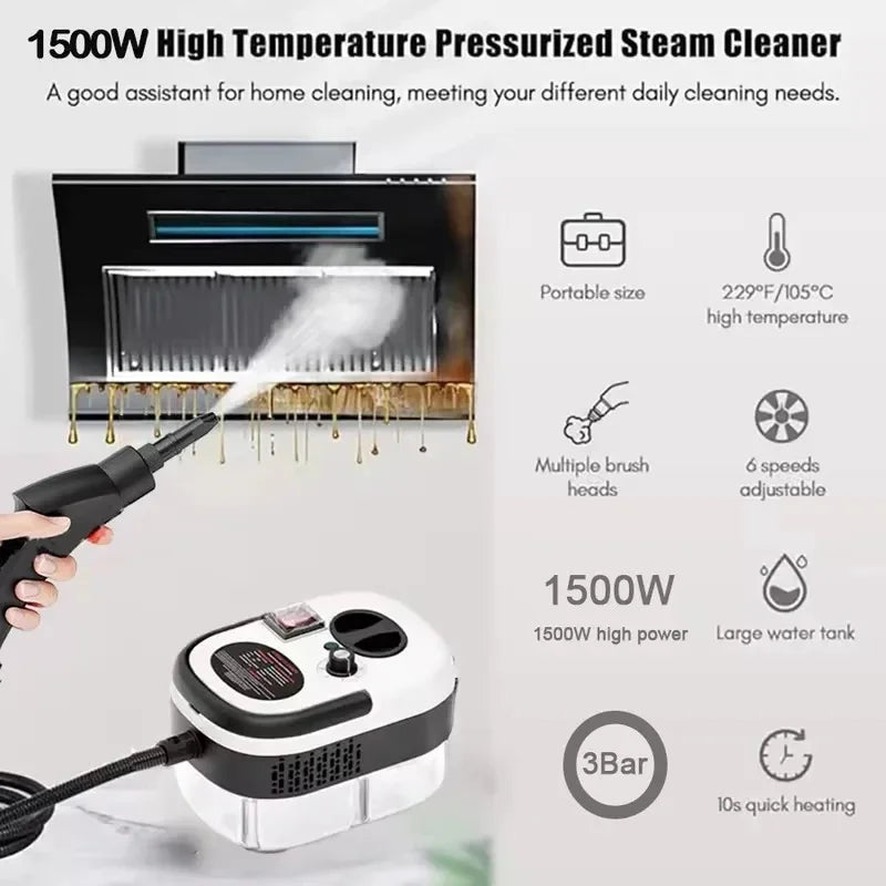Portable Handheld Steam Cleaner High Temperature Pressurized Steam Cleaning Machine With Brush Heads For Kitchen Car Beauty World Shop