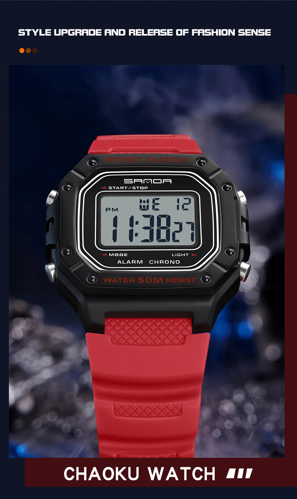 SANDA 2156 Fashion Mens Watch Military Water Resistant Sport Watches Army Big Dial Led Digital Wristwatches Stopwatches For Male Beauty World Shop