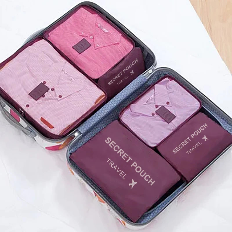 6 Pcs/Set Pink/Blue/Grey Travel Storage Bag Large Capacity Waterproof Luggage Clothing Underwear Storage Bag Bag With Zipper Beauty World Shop