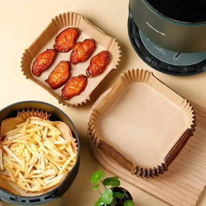 50Pcs Air Fryer Disposable Paper Non-Stick Airfryer Baking Papers Round Air-Fryer Paper Liners Paper Kitchen Accessories Beauty World Shop