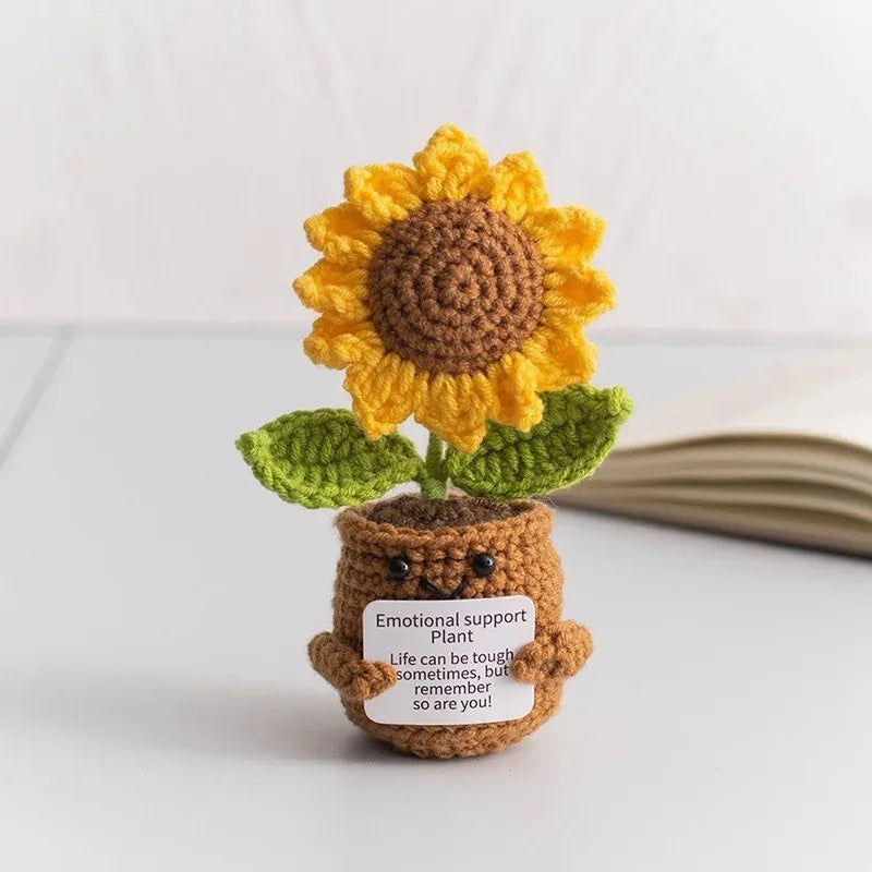 Crochet potted tabletop Words of encouragement forget-me-not crochet Pink convolia heart-warming ornament Gift Beauty World Shop