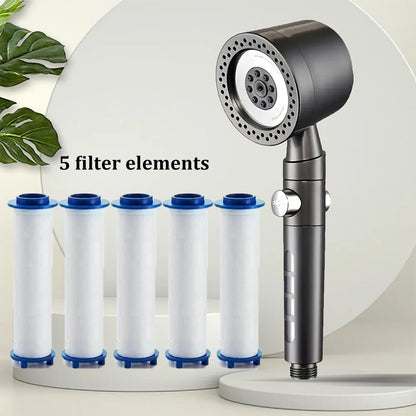 New High Pressure Water Saving Filter Shower Head 5 Modes Handheld Shower Head One Button Stop Bathroom Accessories Set Beauty World Shop