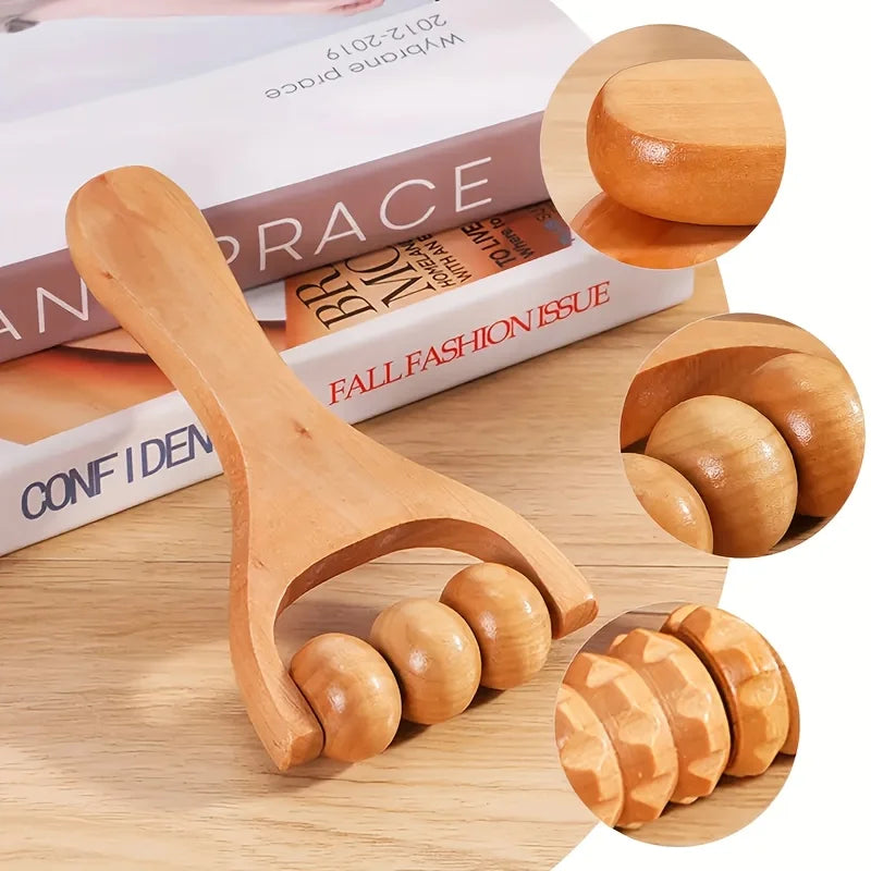 1pc wooden massager, compact shoulder and leg roller massage, suitable for whole body, face and neck. Beauty World Shop