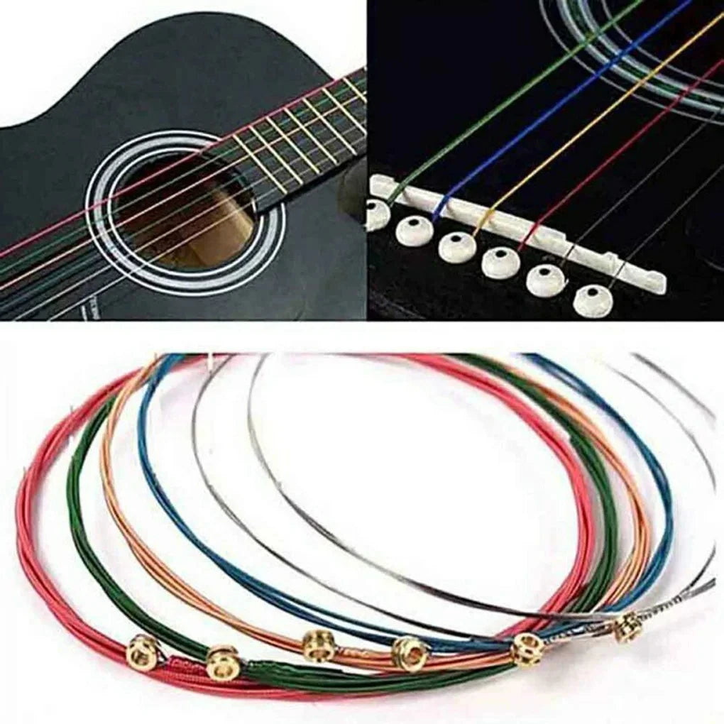 Miwayer Set of 6 Acoustic Guitar Strings, E-A Rainbow Colors, for Folk Acoustic Guitar, Classical Guitar Beauty World Shop