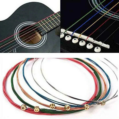 Miwayer Set of 6 Acoustic Guitar Strings, E-A Rainbow Colors, for Folk Acoustic Guitar, Classical Guitar Beauty World Shop