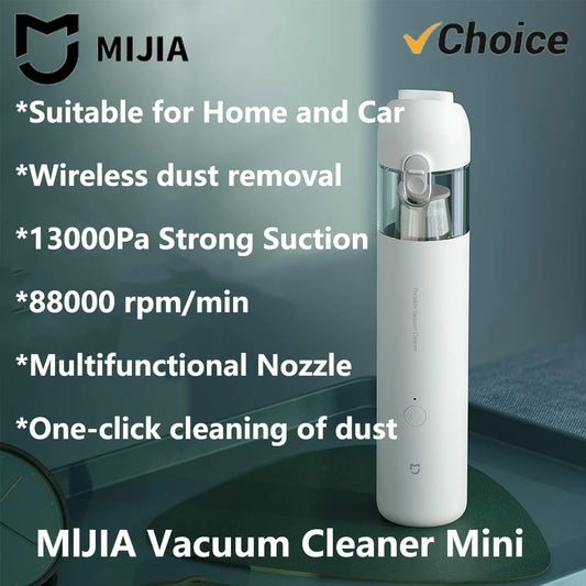 Original NEW MIJIA Portable Handheld Vacuum Cleaner For Home Car Mini Wireless Dust Catcher Collector 13000PA Cyclone Suction CN Beauty World Shop