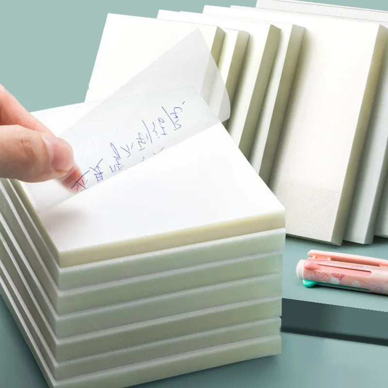 50 Sheets Creative Transparent PET Waterproof Sticky Notes Notepads - School Stationery & Office Supplies Beauty World Shop