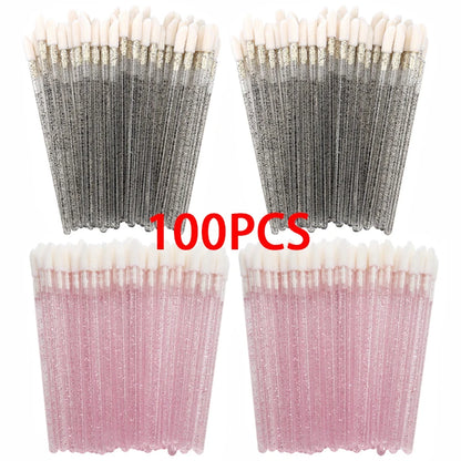 100/300PCS Crystal Lip Brush Lipstick Gloss Applicator Wands Wholesale For Eyelashes Extension Tool Kits Makeup Accessories Beauty World Shop