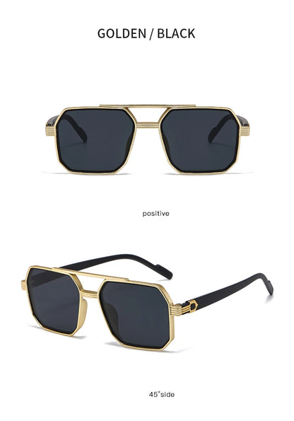 Hiking New Fashion Double Beam Polygonal Anti Light Glasses Retro Personalized Trendy Large Frame Eyewear European and American Beauty World Shop