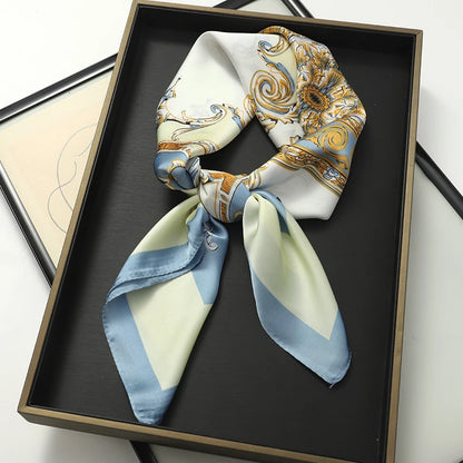 60Colors Luxury Scarf Women 70*70Cm Silk Feel Square Hair Wrapping Foulard Satin Shawl Big Size Head Bandana Hijab Handkerchief Beauty World Shop