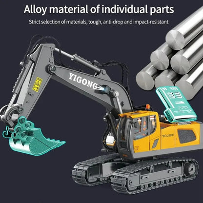 4WD Remote Control Excavator 4x4 Alloy Dump Truck Bulldozer Radio Model RC Car Construction Vehicle Toy Children Kids Gifts Beauty World Shop