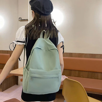 Lightweight Solid Color Backpack for High School Students Multifunctional Casual Bag School Travel Daily Use Simple Design Beauty World Shop