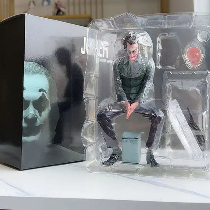 16cm Joker Heath Ledger Action Figure Sitting Green Suit Handheld Joker Mask Doll Desktop Decoration Model Toy Christmas Gift Beauty World Shop