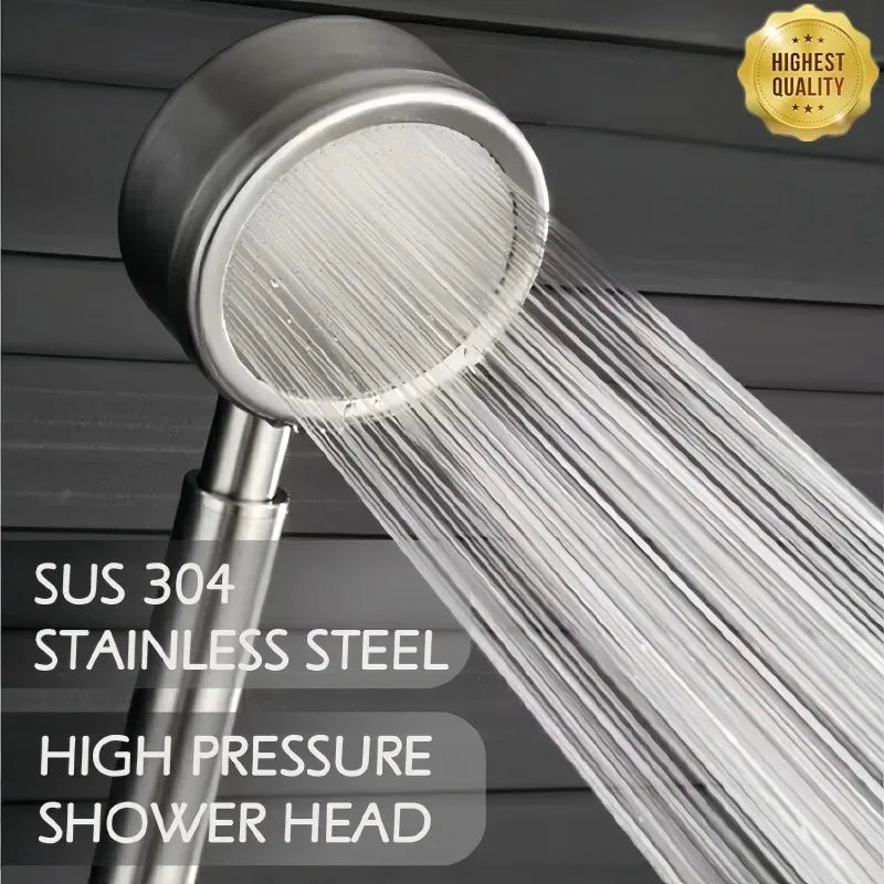 SUS 304 Stainless Steel Bathroom Handheld Shower Head High Pressure Water Saving Sprayer Nozzle Supercharged Rainfall Showerhead Beauty World Shop