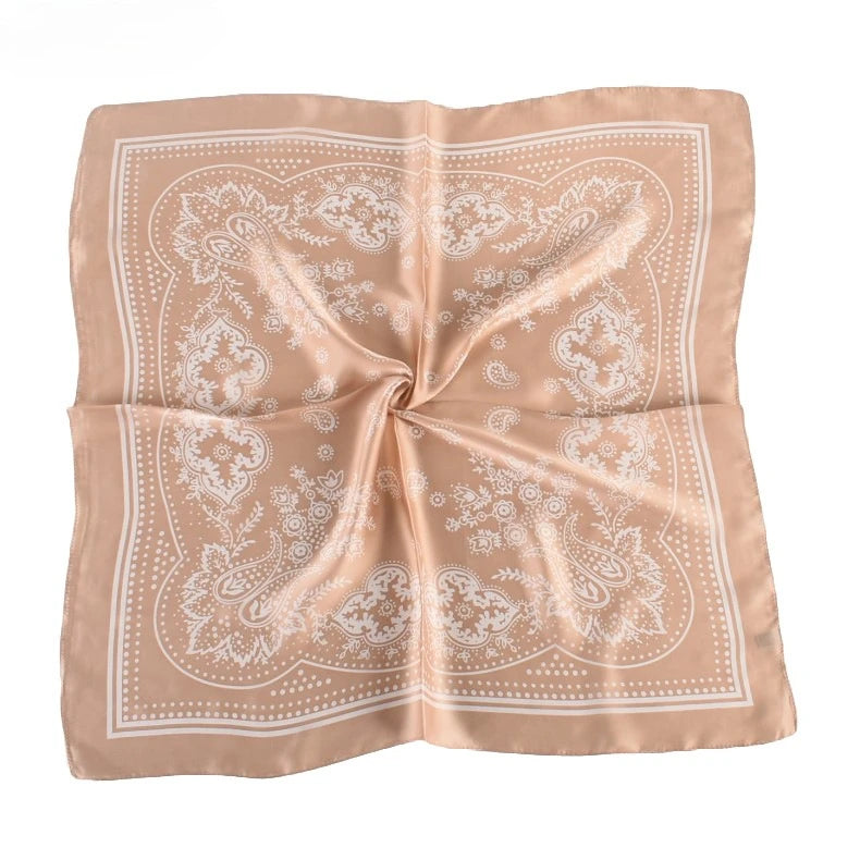 68cm Paisley Small Cashew Flower Scarf for Women Spring and Summer Thin Satin Square Scarf Retro Versatile Headscarf Shawl Beauty World Shop