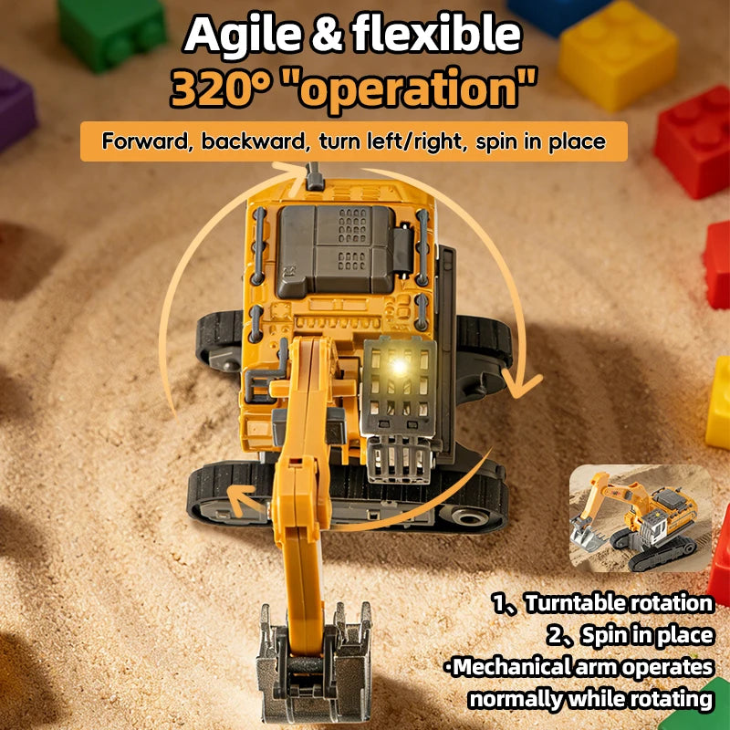 ZWN 1:64 RC Model Car 2.4G Remote Control Excavator Dump Truck Forklift Alloy Plastic Simulation Construction Vehicle Kids Toy Beauty World Shop