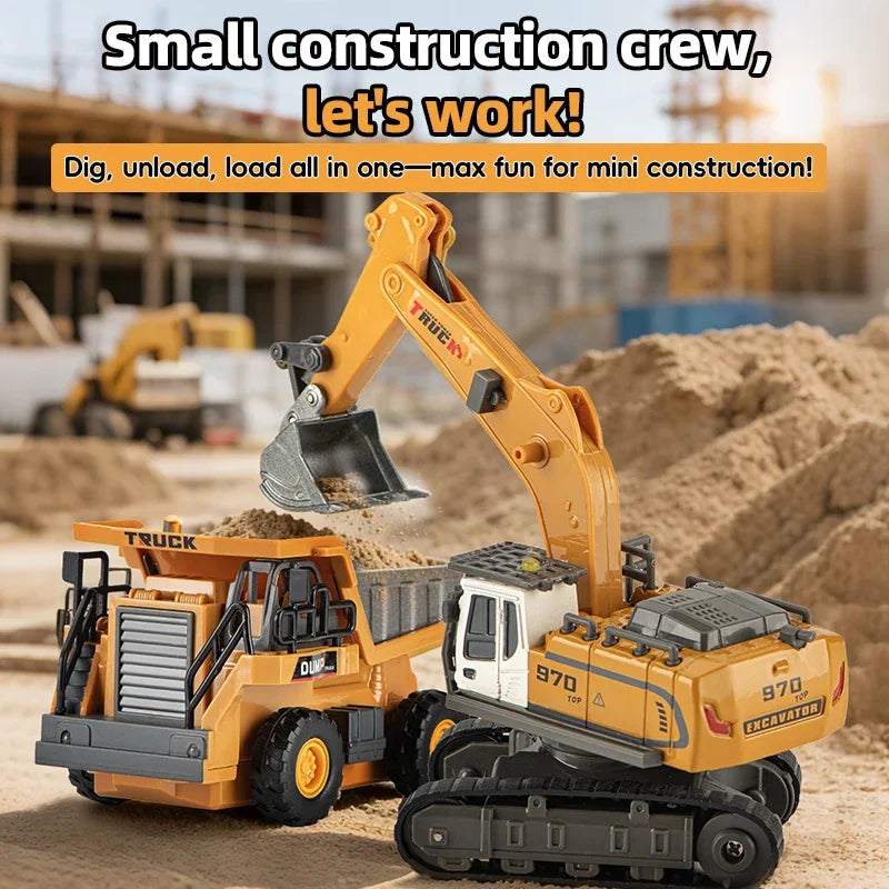 ZWN 1:64 RC Model Car 2.4G Remote Control Excavator Dump Truck Forklift Alloy Plastic Simulation Construction Vehicle Kids Toy Beauty World Shop