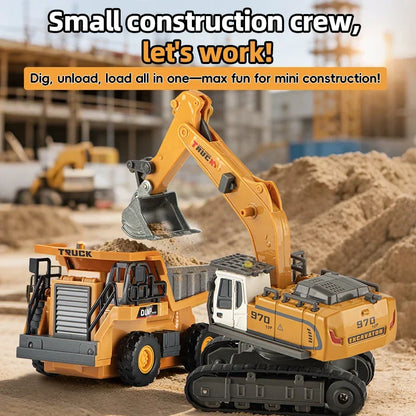 ZWN 1:64 RC Model Car 2.4G Remote Control Excavator Dump Truck Forklift Alloy Plastic Simulation Construction Vehicle Kids Toy Beauty World Shop
