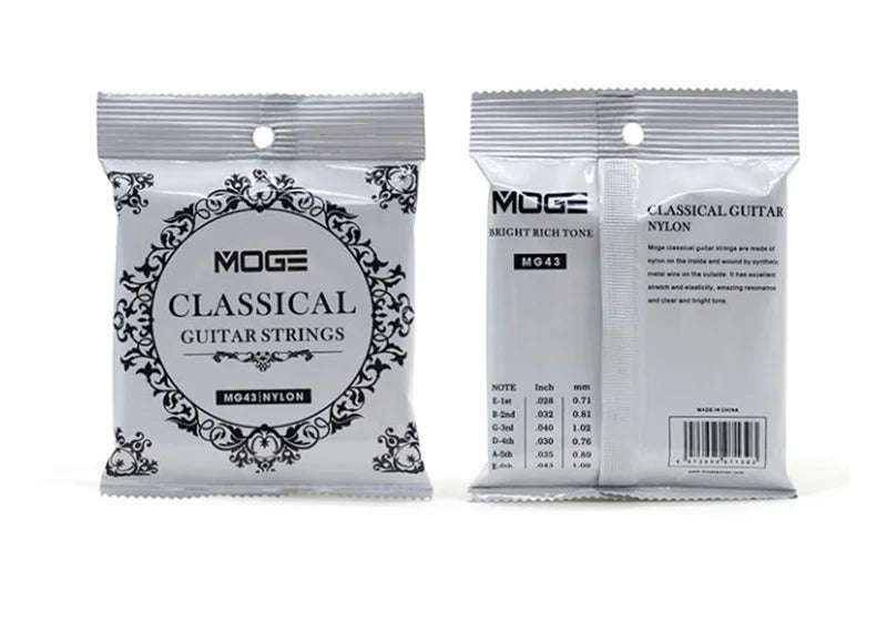 MOGE MG43 028-043 Classical Guitar Strings Nylon Silver Jacketed Wire Coating Musical Instrument Accessories Beauty World Shop