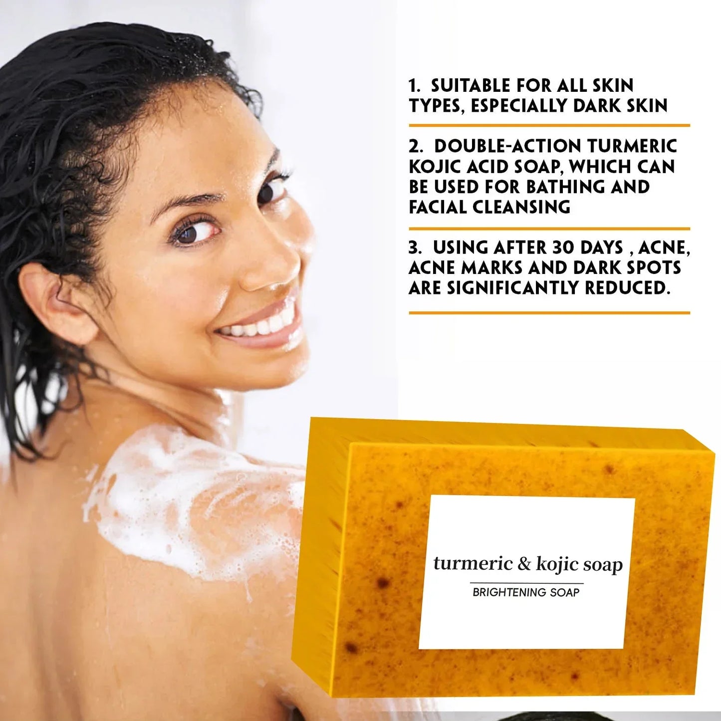 Turmeric Kojic Acid Glow Soap Dark Spot Acne Removal Even Skin Tone Mositen Smooth Skin Deep Cleansing Handmade Soap Beauty Trend Shop