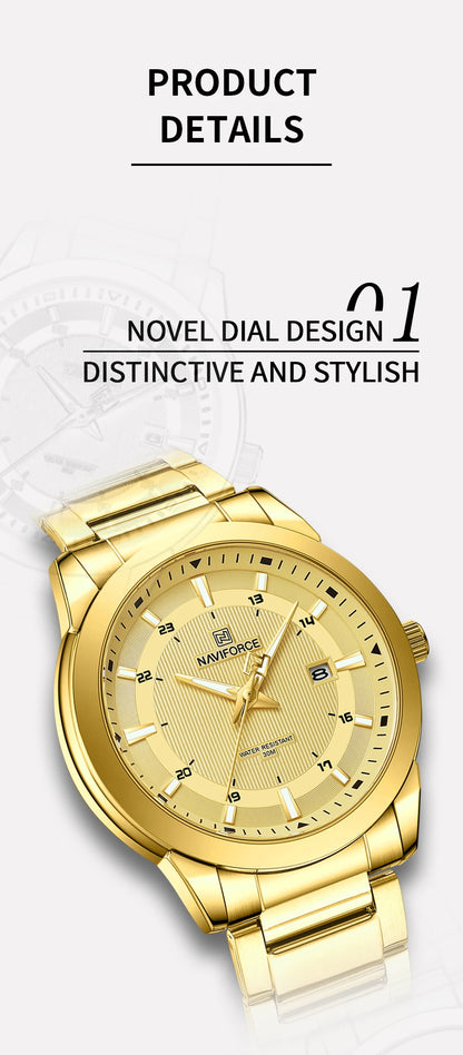2024 Top Brand NAVIFORCE Mens Watches Stainless Steel Strap Casual Male Quartz Sports Wristwatch Luxury Waterproof Date Clock Beauty World Shop