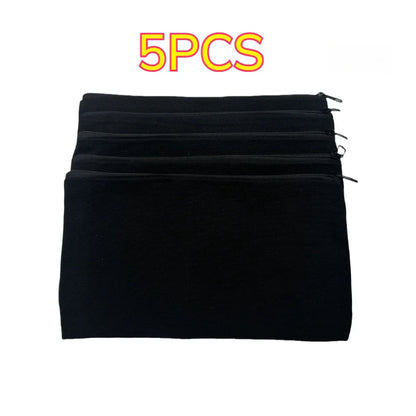 5pcs Blank Canvas Zipper Pouch Bulk, Makeup Bag Pencil Case For Cosmetic & DIY Crafts, Independence Day Beauty World Shop