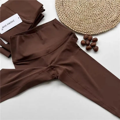 Fitness Women Sport Seamless Leggings High Waist Elastic Solid Yoga Leggings Gym Jogging Quick Dry Push Up Slim Pants Female Beauty World Shop